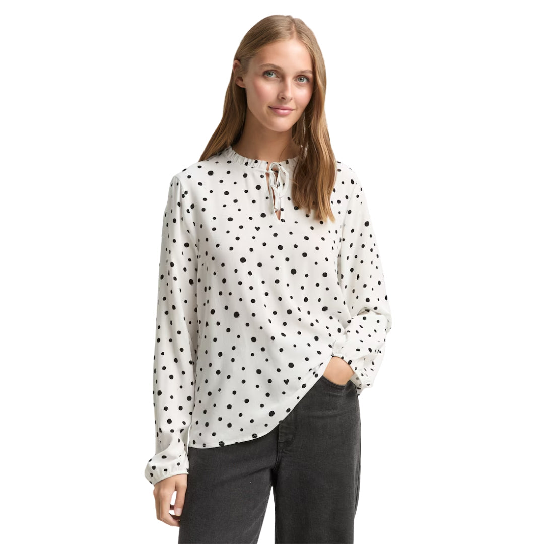 Tom Tailor Women's Blouse | White Polka Dot
