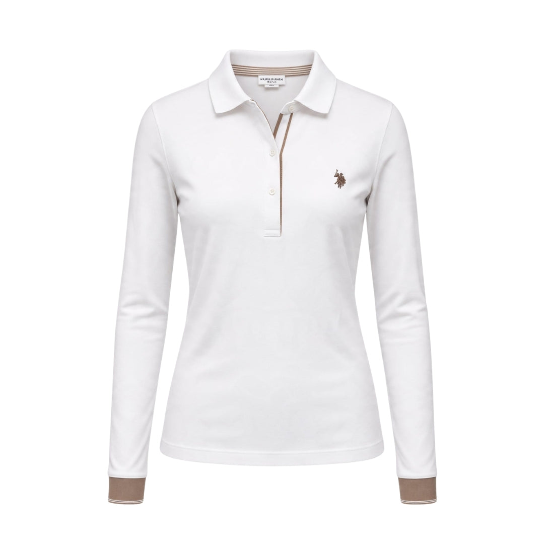 U.S. Polo Assn. Women's Long Sleeve Polo Shirt | White