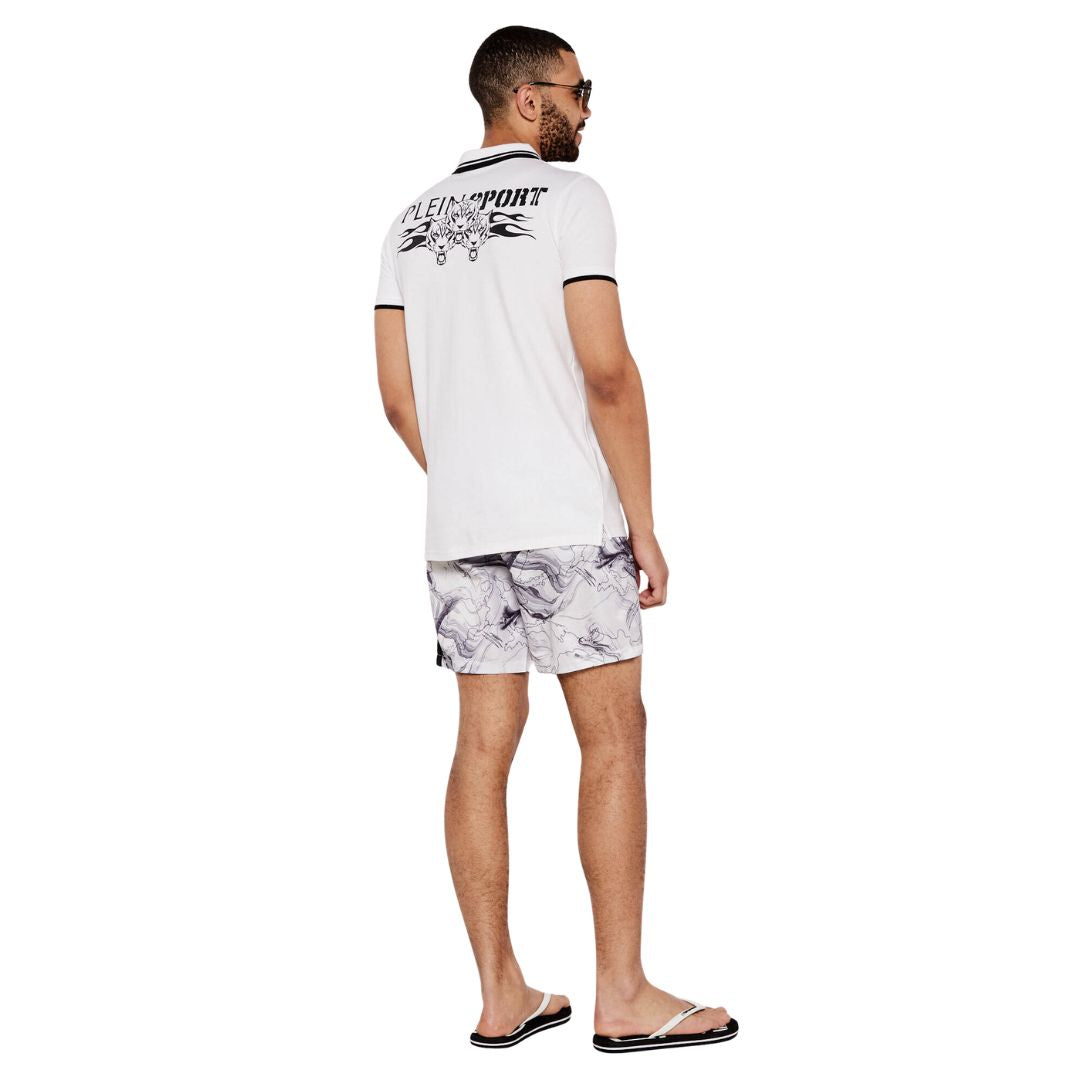 Plein Sport Swim Men White Polo Shirt