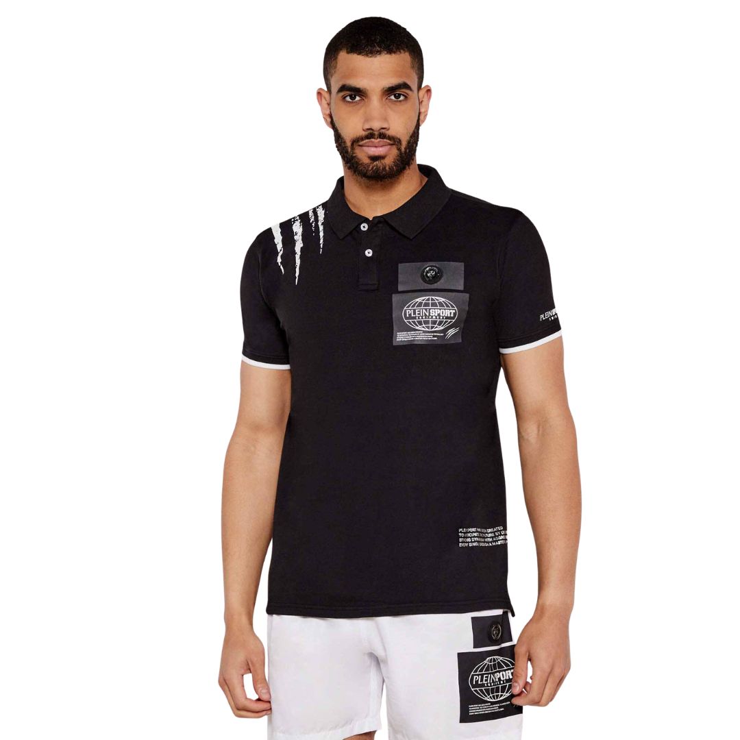 Plein Sport Swim Men Black Polo Shirt