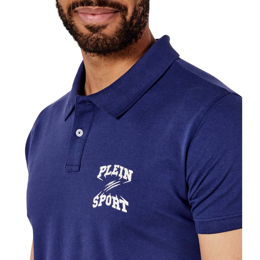 Plein Sport Swim Men Blue Polo Shirt
