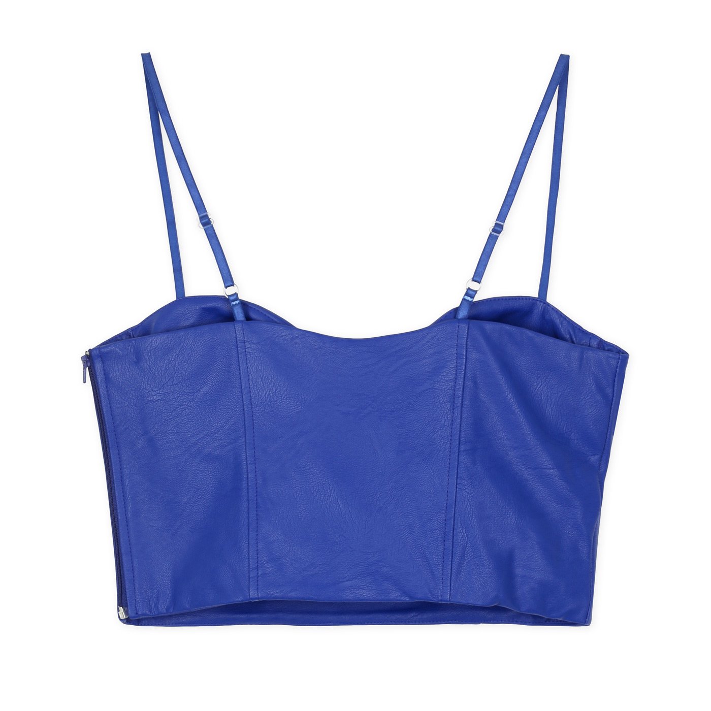 Rinascimento Eco Leather Crop Top | Blue