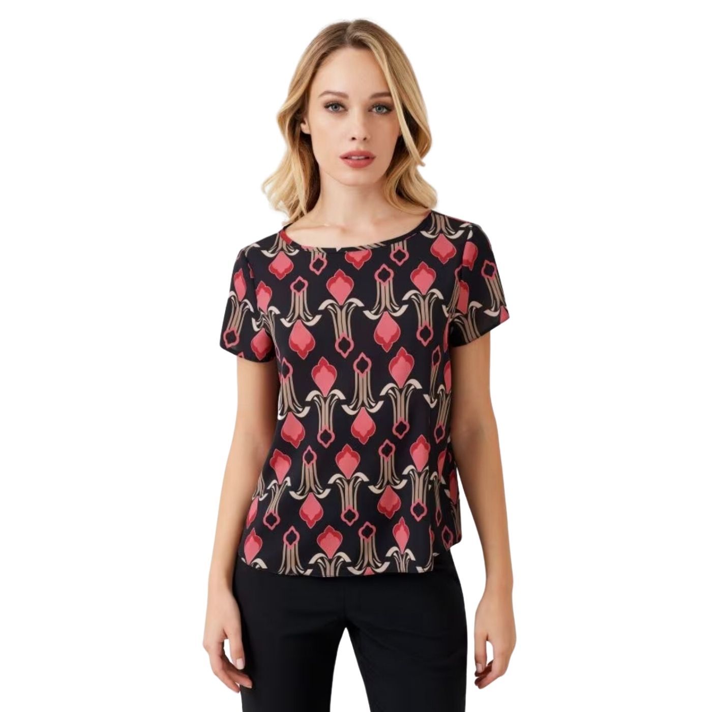 Rinascimento Short Sleeve Blouse | Black