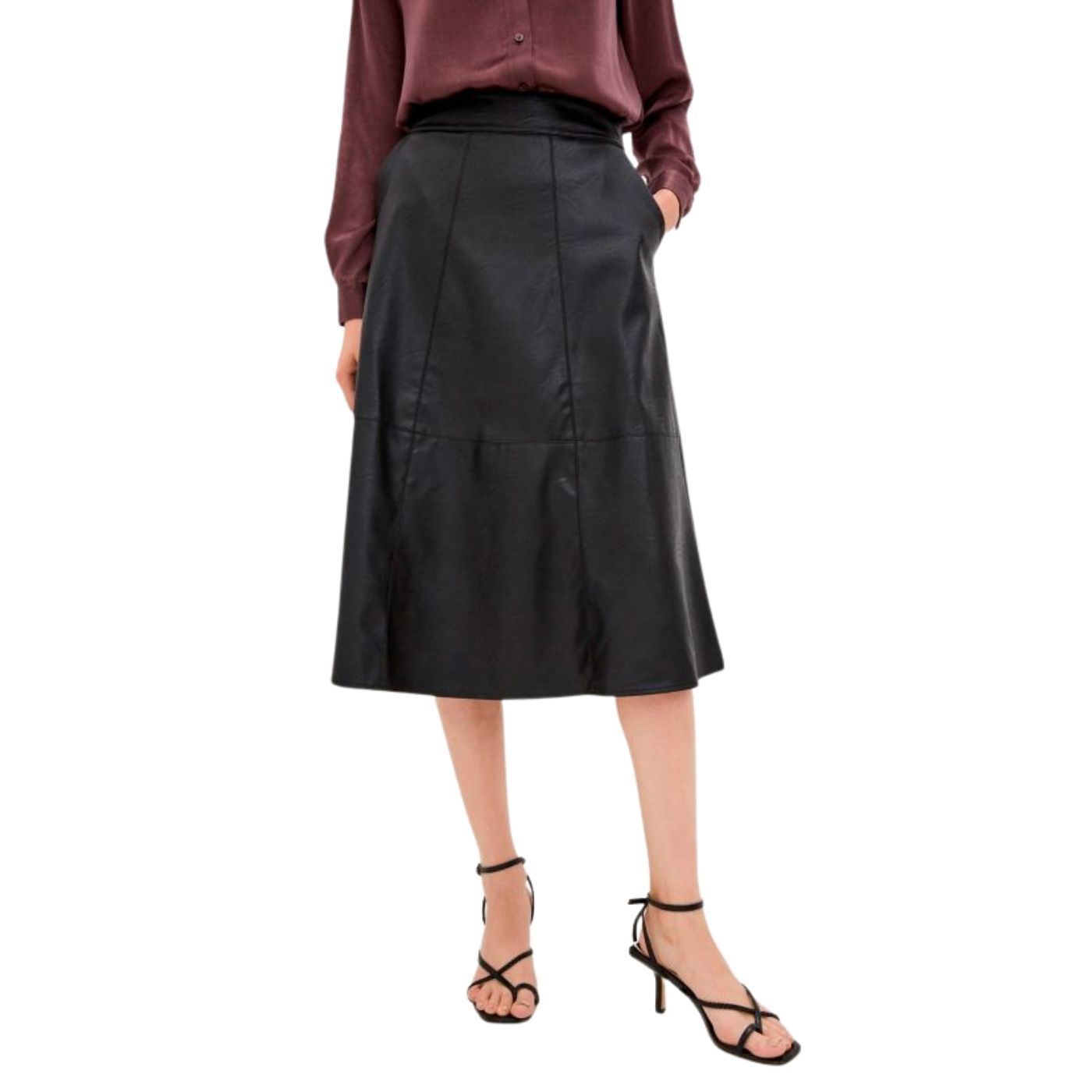 Rinascimento Eco Leather Midi Skirt