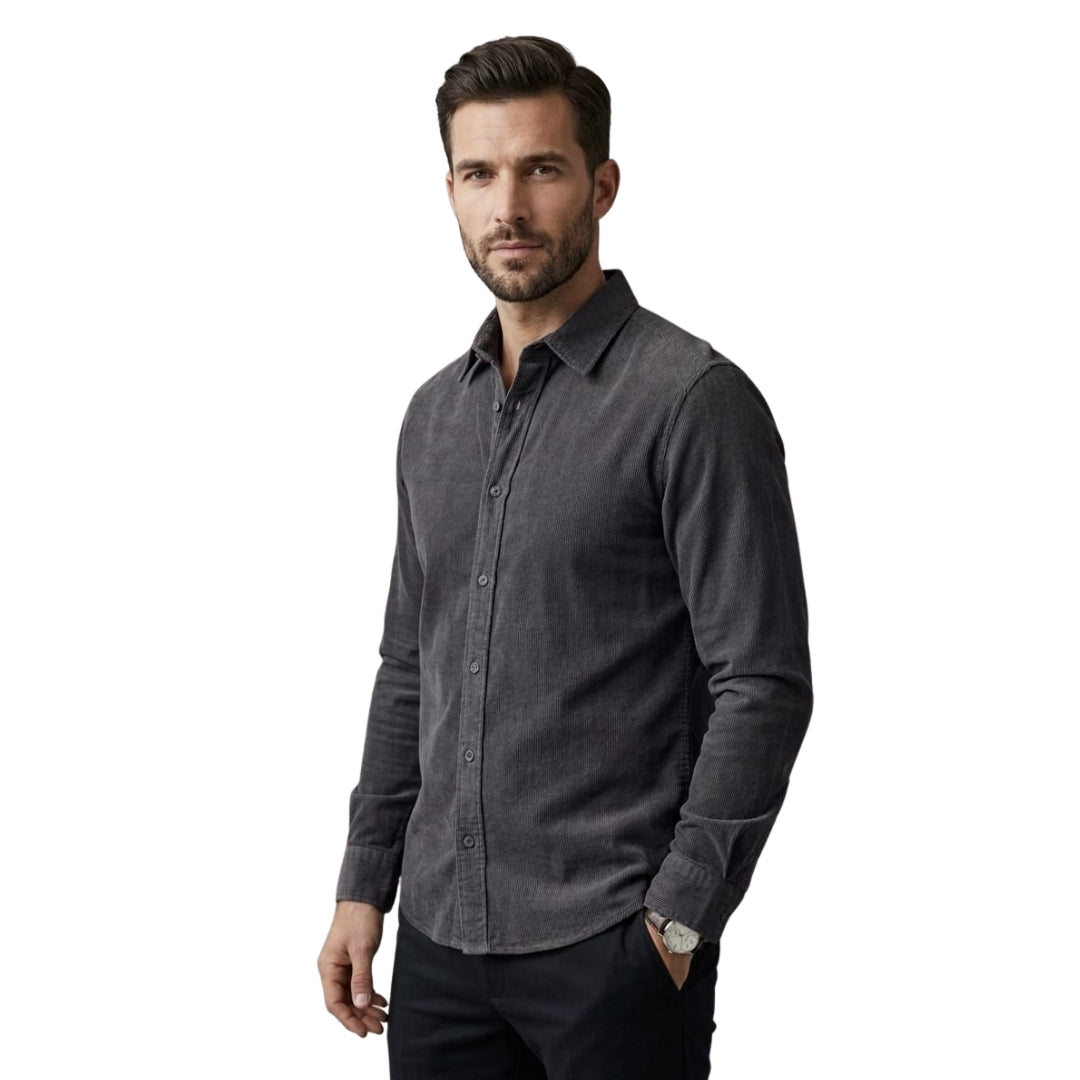 Jack & Jones Men's Corduroy Shirt | Grey