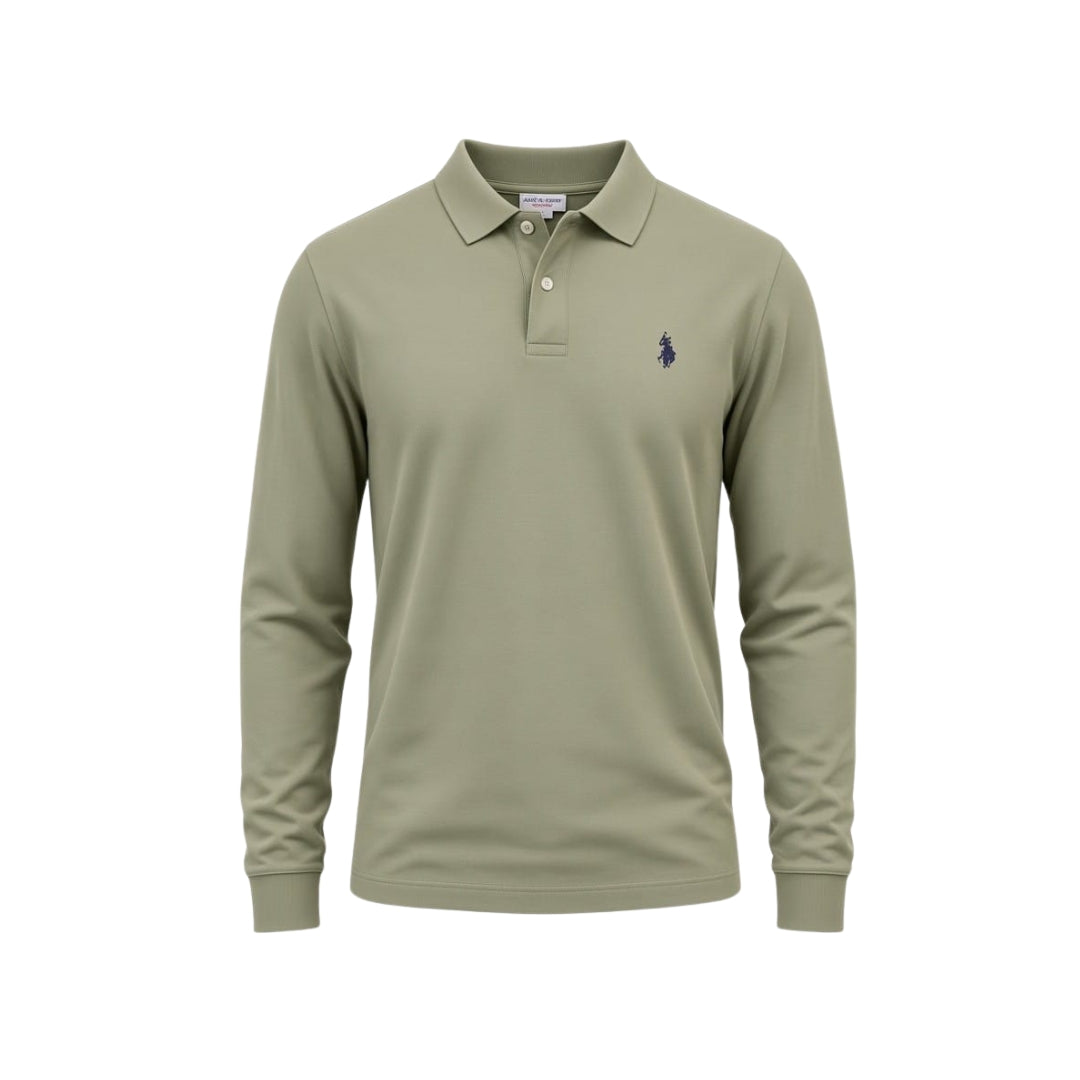 U.S. Polo Assn. Men's Long Sleeve Polo Shirt | Khaki
