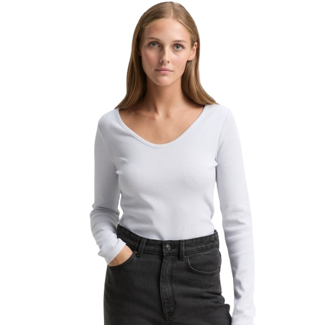 Tom Tailor Long Sleeve Women's Top | Grey – front view