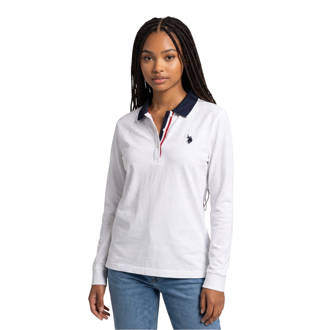 U.S. Polo Assn. Women's Long Sleeve Polo Shirt | White