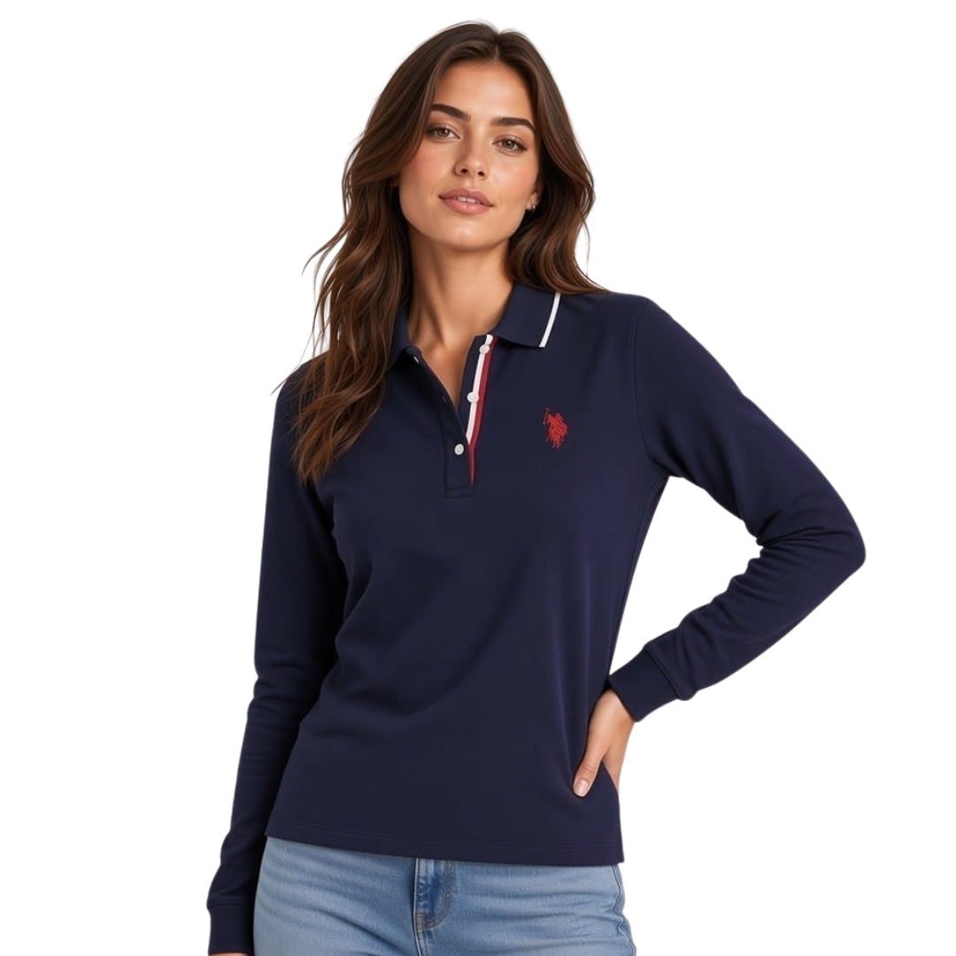 U.S. Polo Assn. Women's Long Sleeve Polo Shirt | Navy