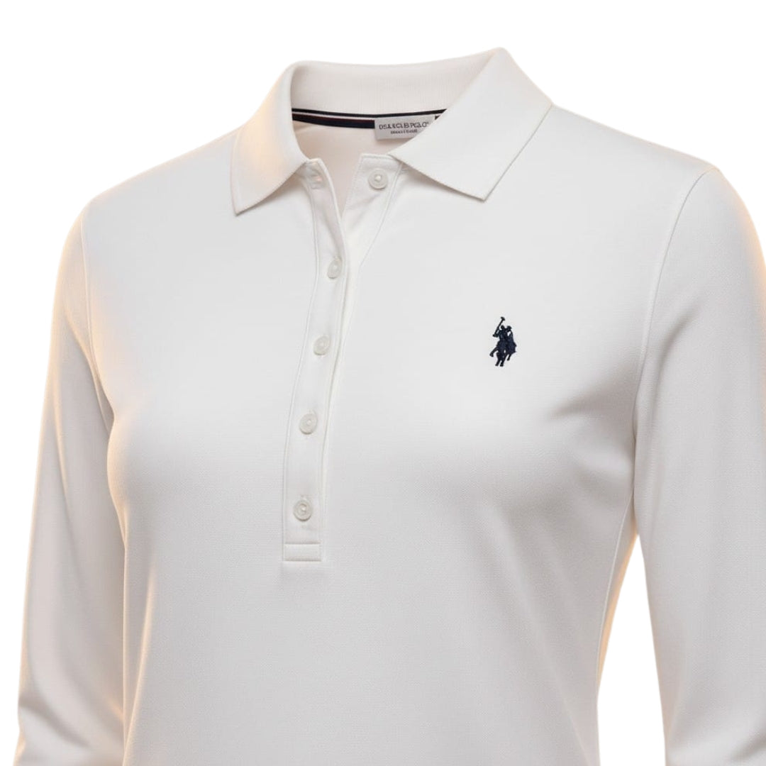 U.S. Polo Assn. Women's Long Sleeve Polo Shirt | White