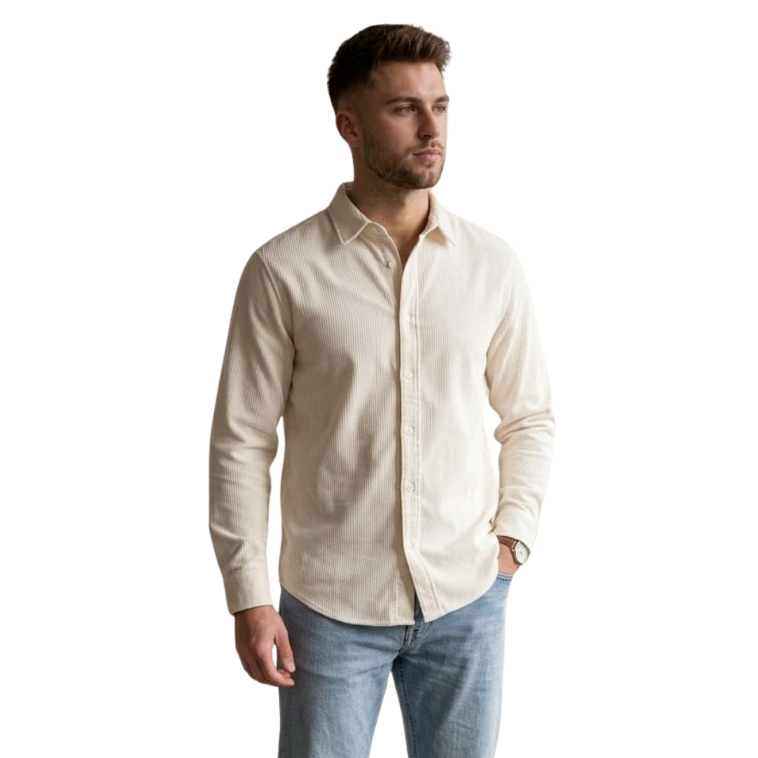 Jack & Jones Corduroy Long Sleeve Shirt | Light Beige