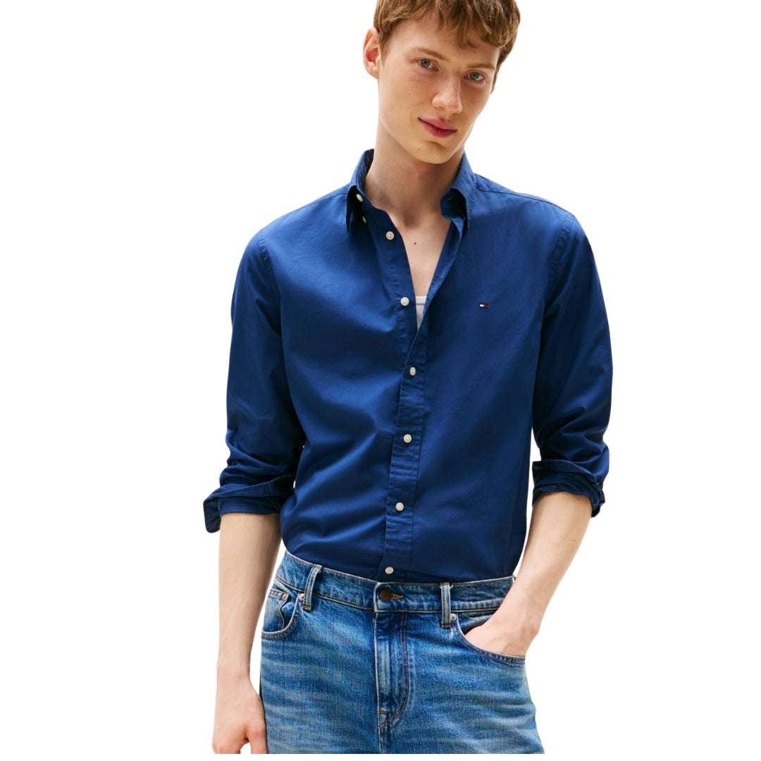 Tommy Hilfiger Men Blue Poplin Shirt