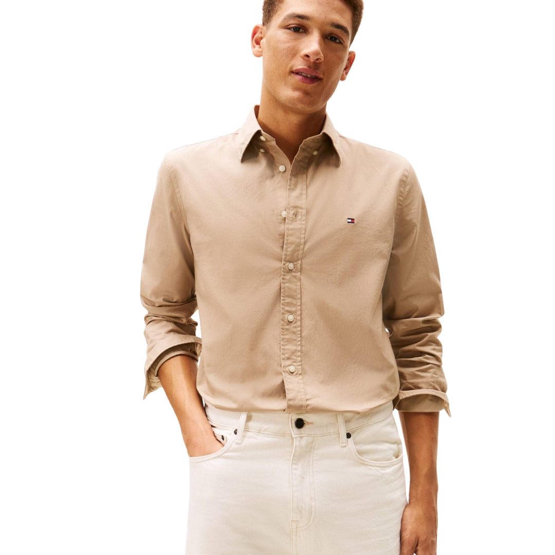 Tommy Hilfiger Men Brown Poplin Shirt
