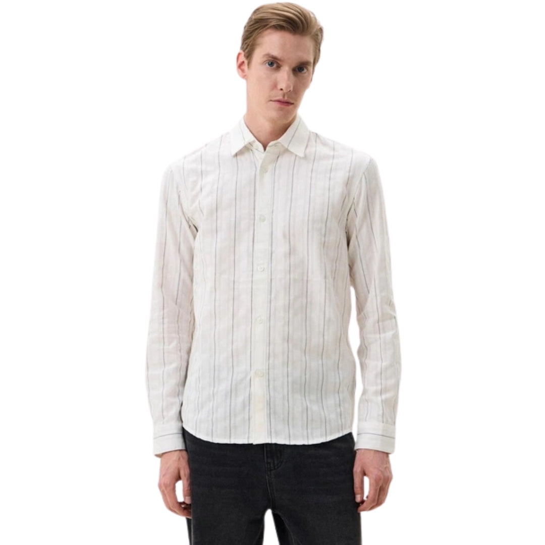 Tom Tailor Men White Striped Shirt