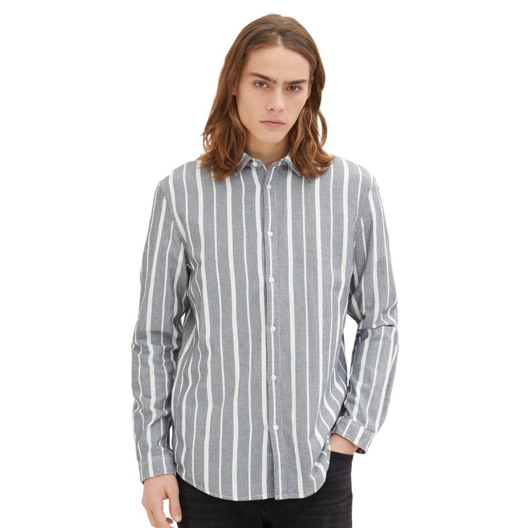 Tom Tailor Long Sleeve Shirt Grey Stripe