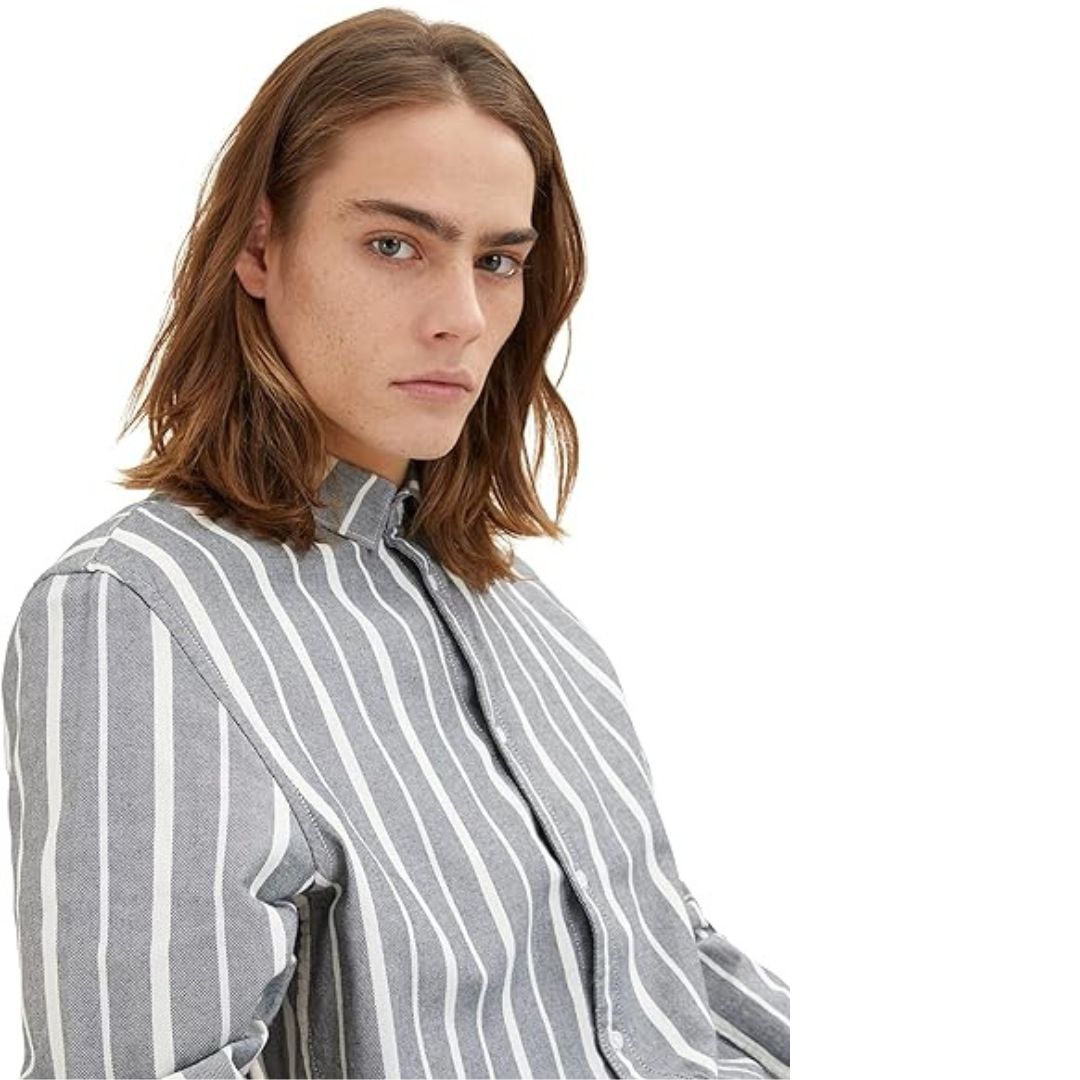 Tom Tailor Long Sleeve Shirt Grey Stripe