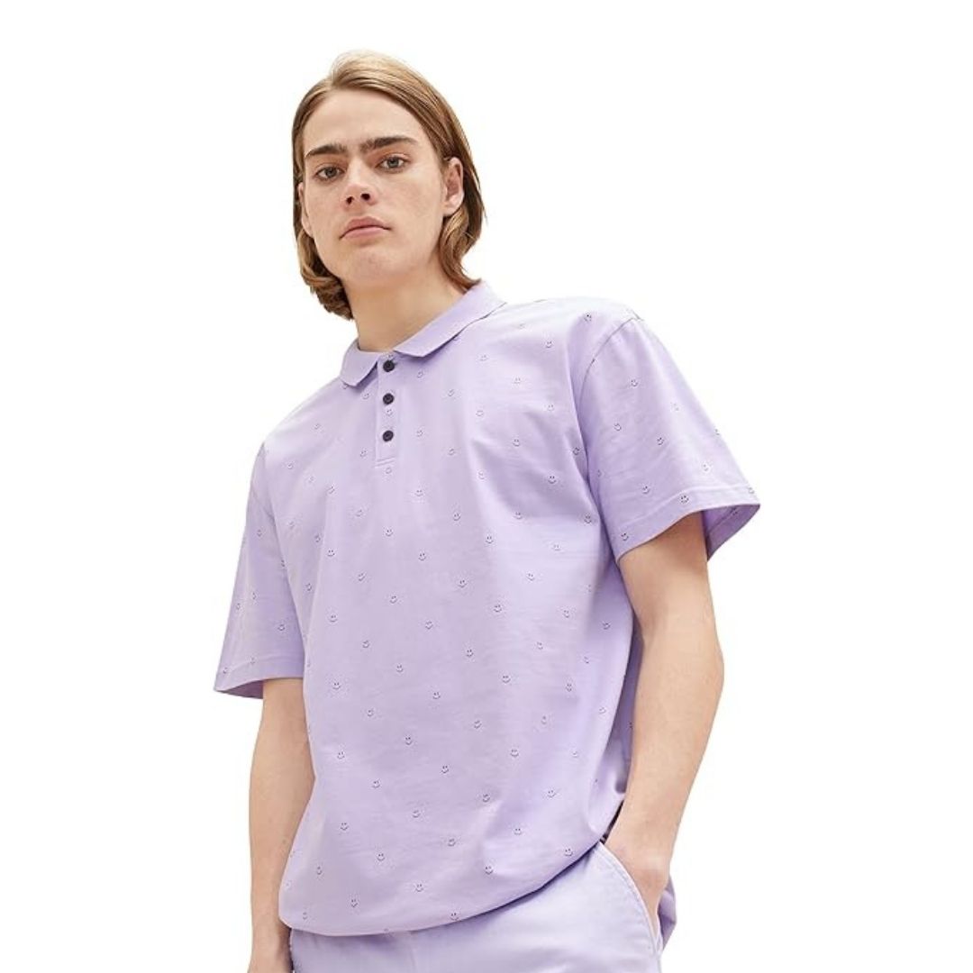 Tom Tailor Polo Shirt Purple Print