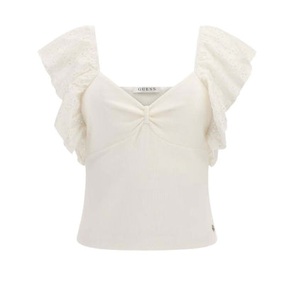 Guess White Ruffle Top