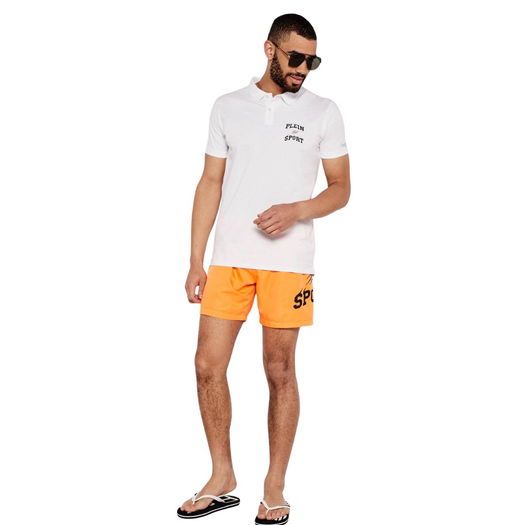 Plein Sport Swim Men White Polo Shirt