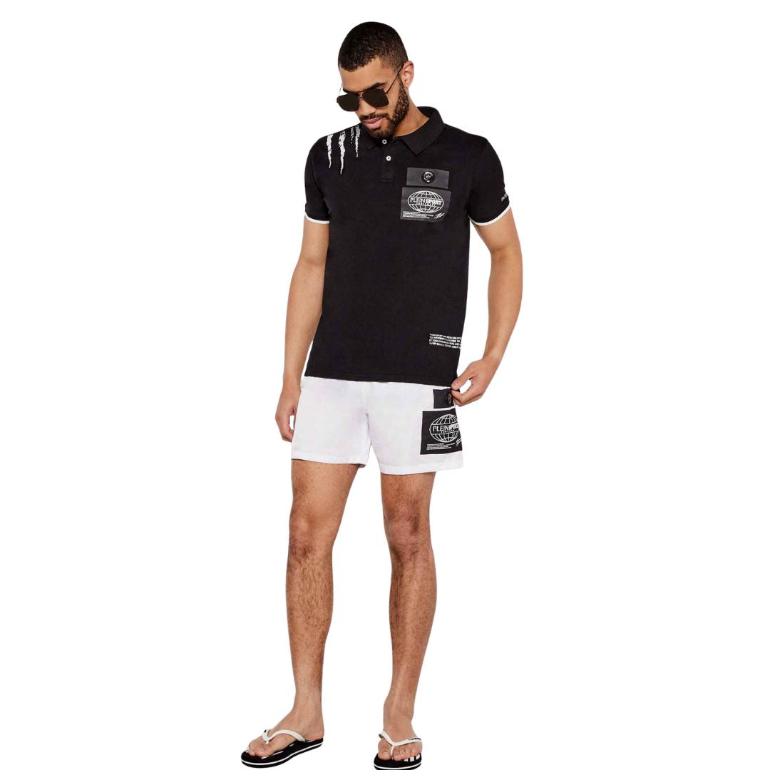 Plein Sport Swim Men Black Polo Shirt