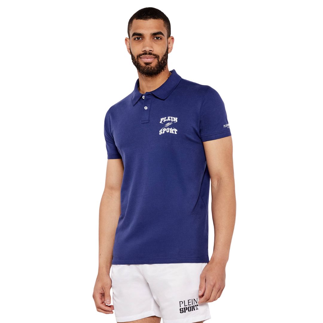 Plein Sport Swim Men Blue Polo Shirt