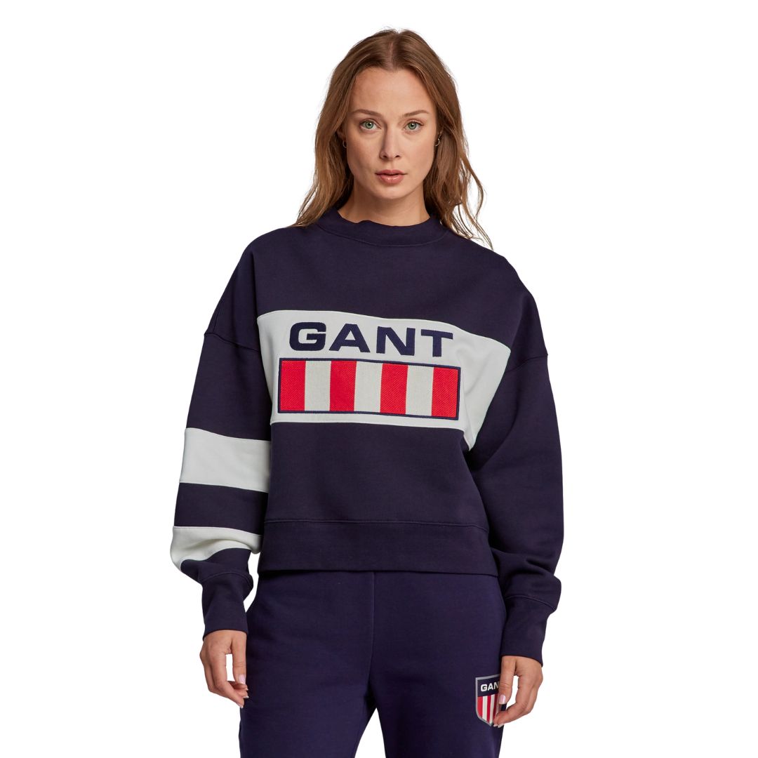 Gant Retro Logo Block Crew Neck Sweatshirt