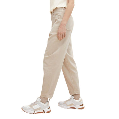 Tom Tailor Barrel Mom Fit Trousers | Beige