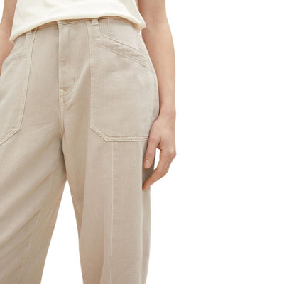 Tom Tailor Barrel Mom Fit Trousers | Beige