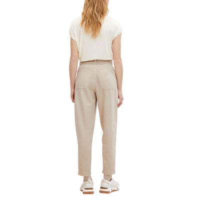 Tom Tailor Barrel Mom Fit Trousers | Beige