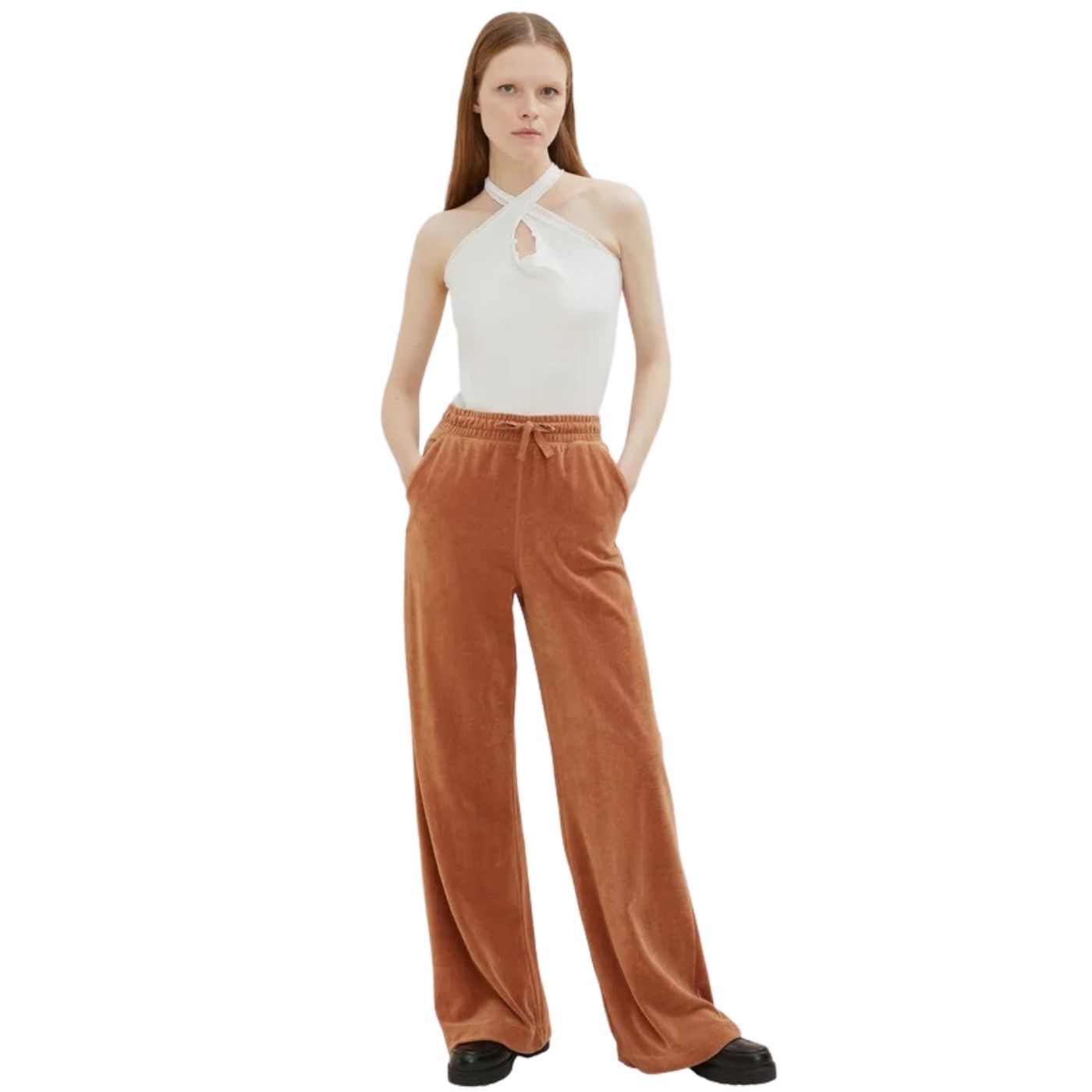 Tom Tailor Velvet Palazzo Trousers | Brown