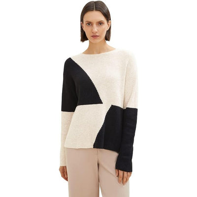 Tom Tailor Knitted Pulover | Beige Black