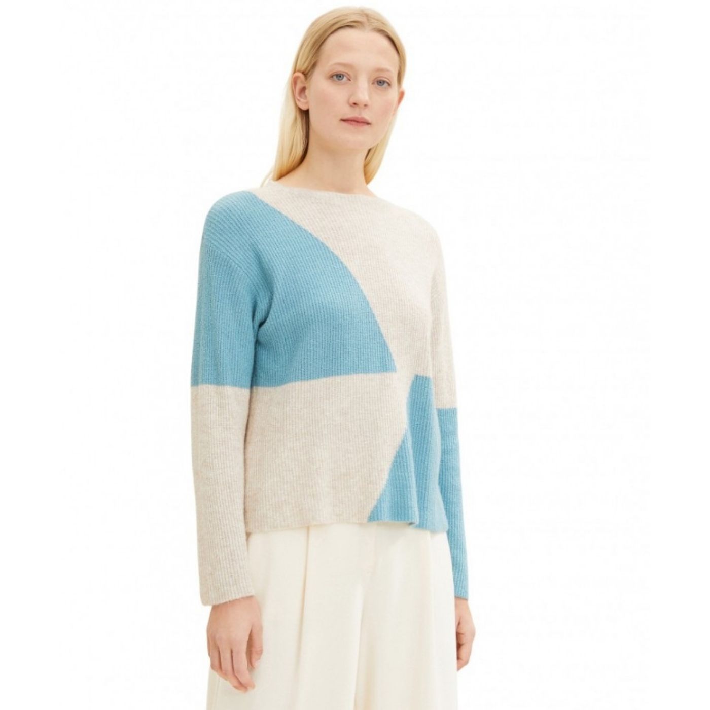 Tom Tailor Knitted Pulover | Beige-Blue