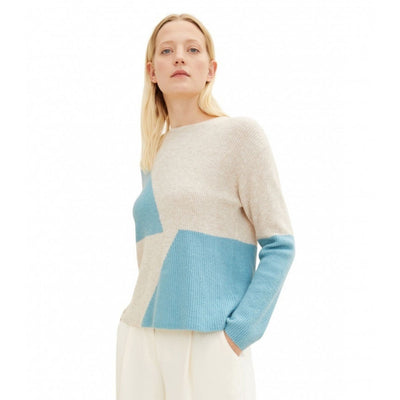 Tom Tailor Knitted Pulover | Beige-Blue