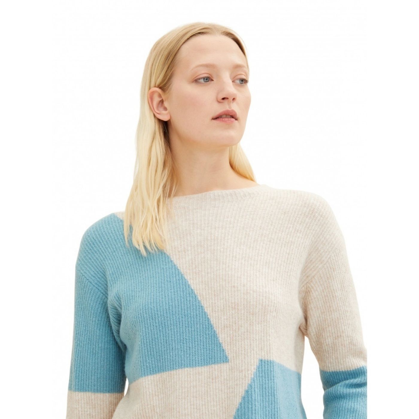 Tom Tailor Knitted Pulover | Beige-Blue