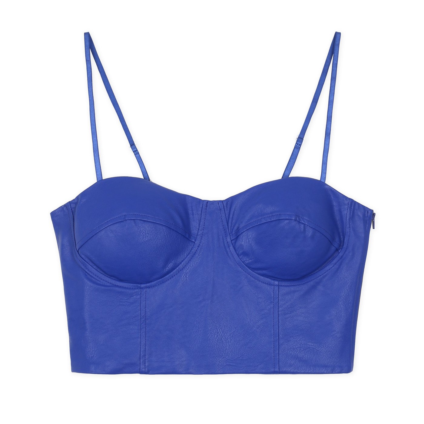 Rinascimento Eco Leather Crop Top | Blue