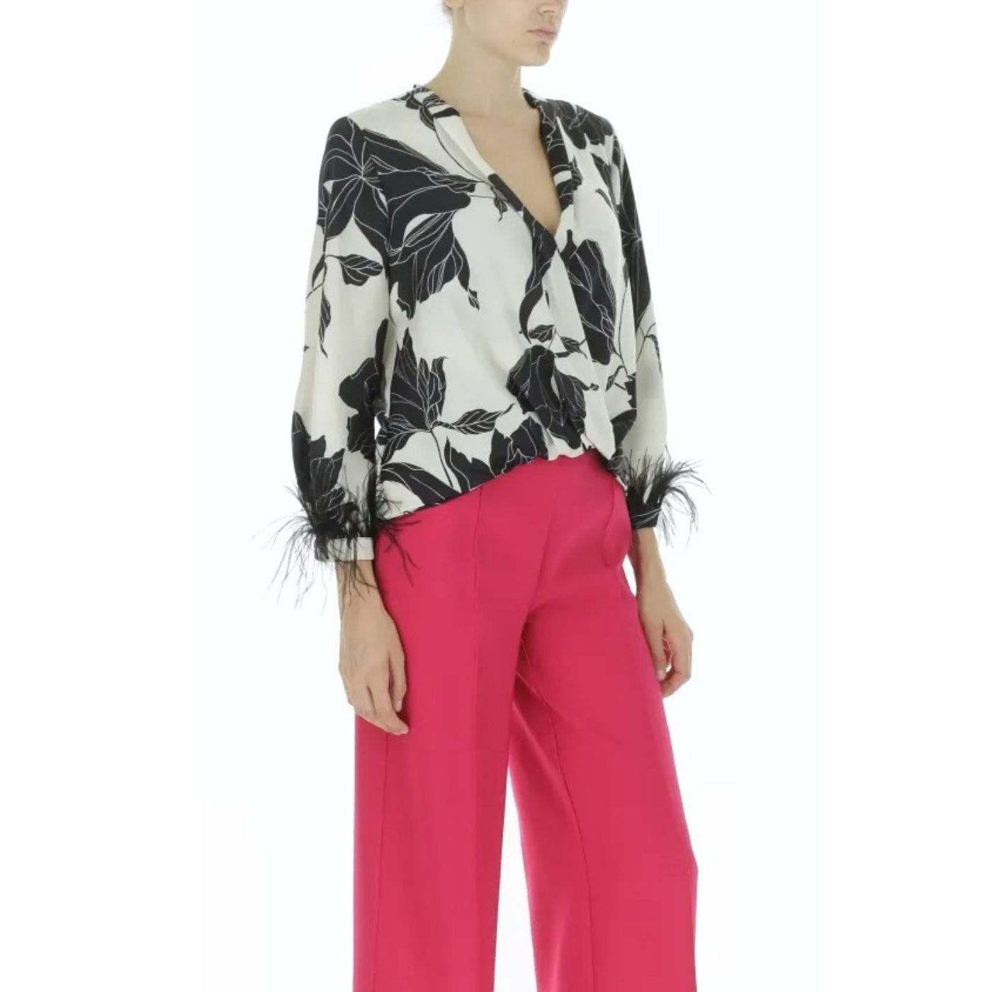 Rinascimento Long Sleeve Blouse | Black-White