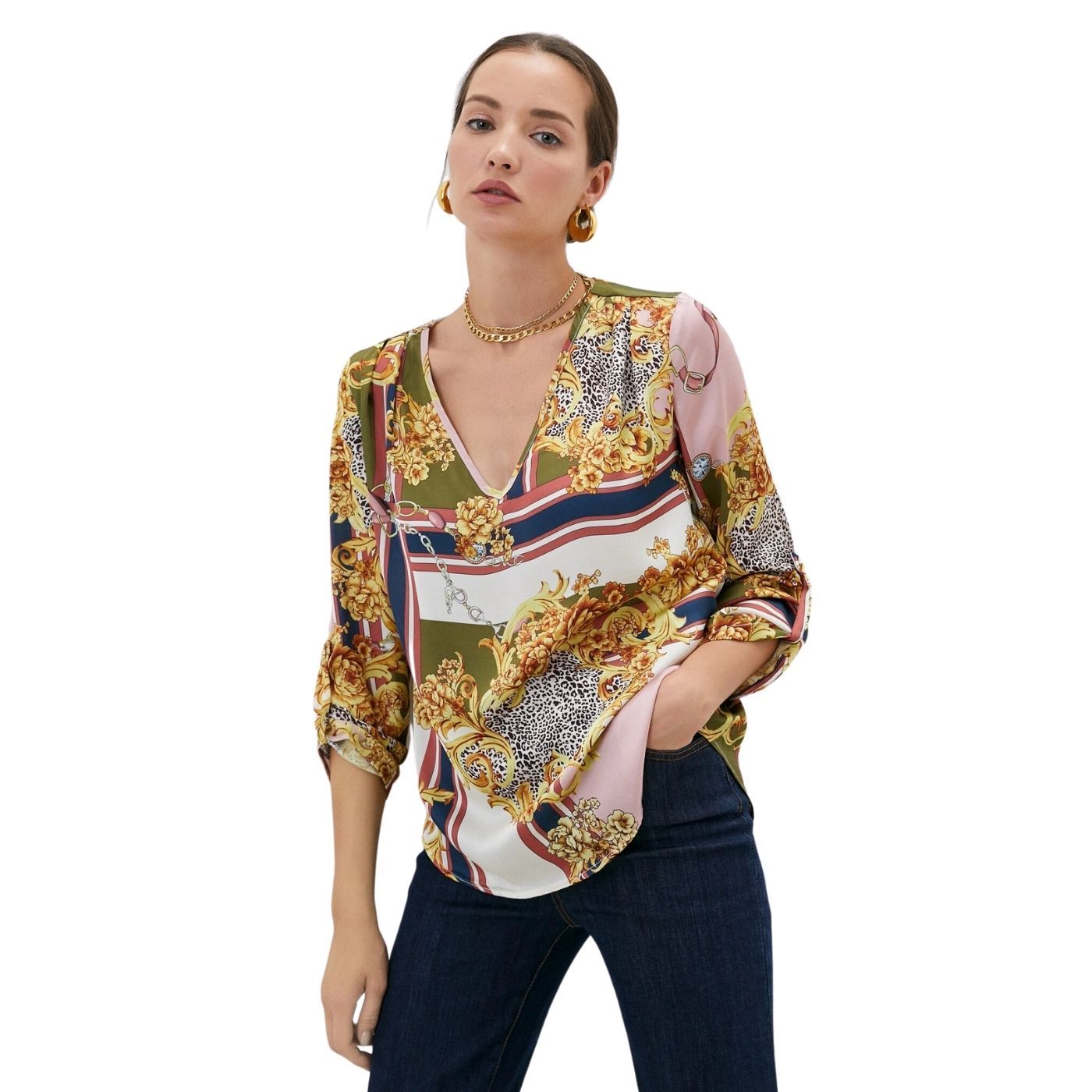 Rinascimento 3/4 Sleeve Blouse | Multicolor