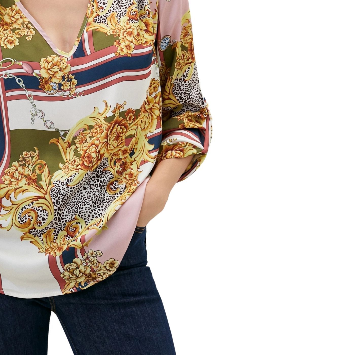 Rinascimento 3/4 Sleeve Blouse | Multicolor