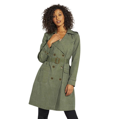 Guess Green Waxed Trenchcoat