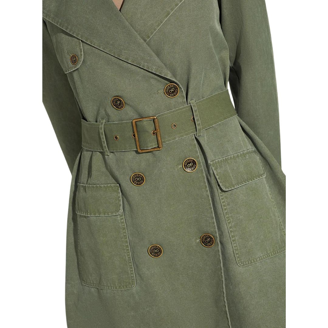 Guess Green Waxed Trenchcoat