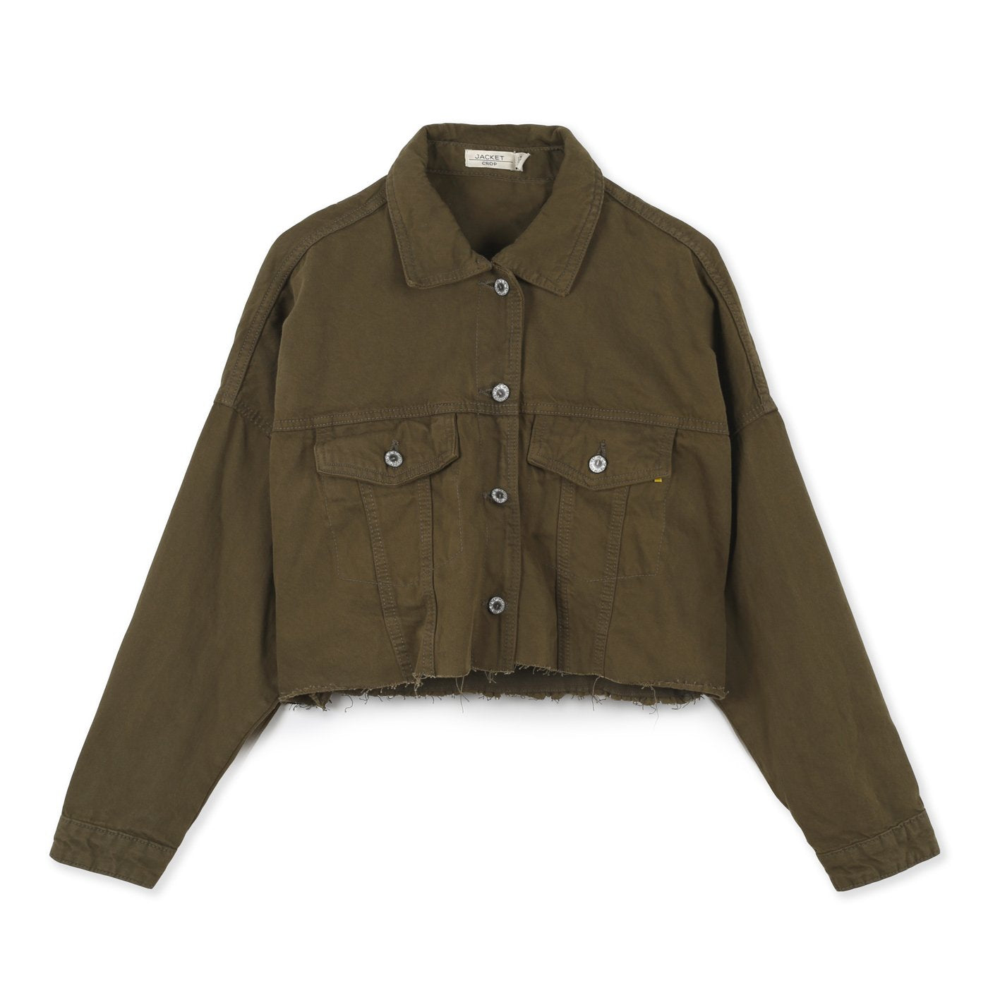 OVS Crop Denim Jacket| Khaki