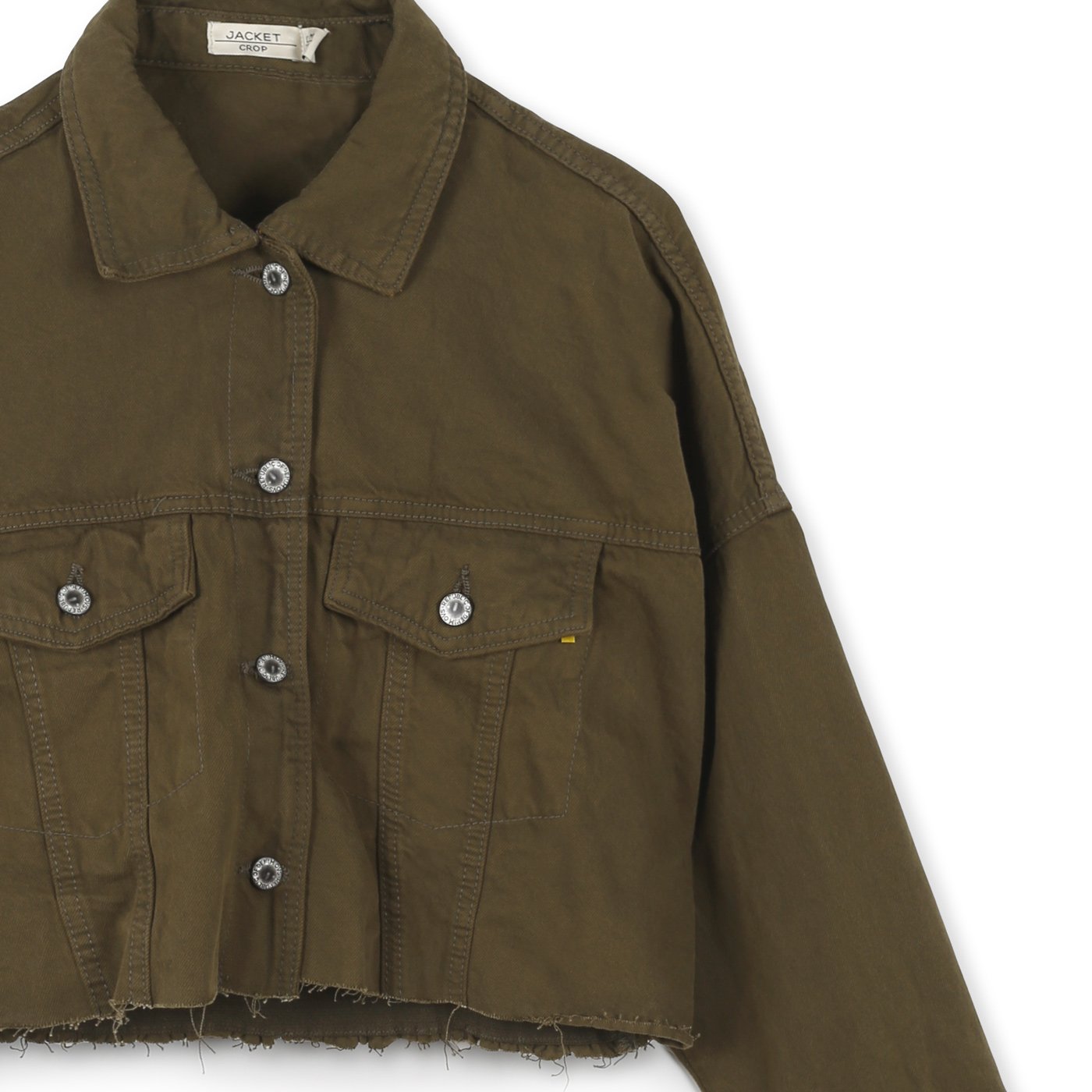 OVS Crop Denim Jacket| Khaki